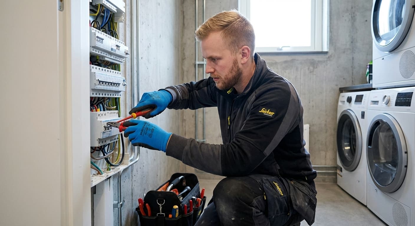 Elektriker som använder digitala verktyg